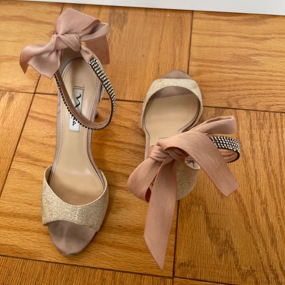 Nina Shoes - Peep Toe Heels with Satin Ribbon